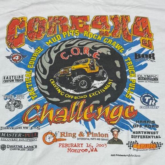 2003 Core4x4 Challenge Off Road Truck Event Graphic Tee White XL - Picture 2 of 8